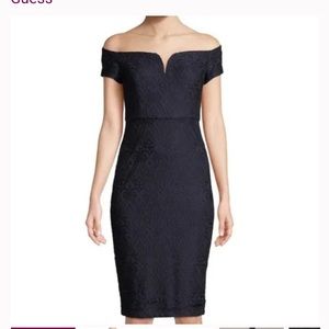 Guess black lace sheath midi dress size 6